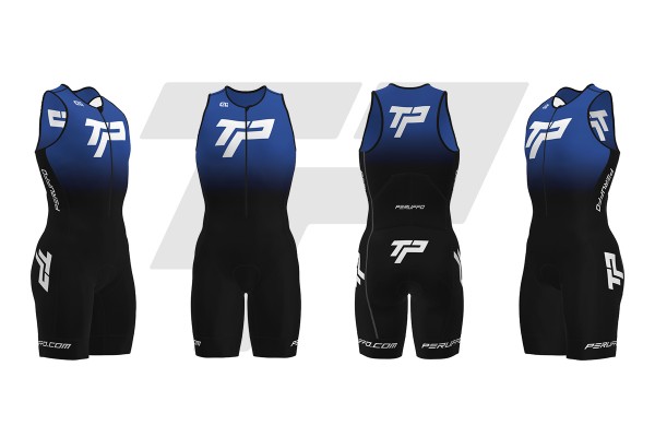 Olympic Triathlon Skinsuit Body - Blu / Nero