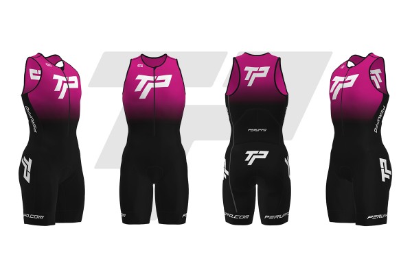  Olympic Triathlon Skinsuit Body - Lampone / Nero