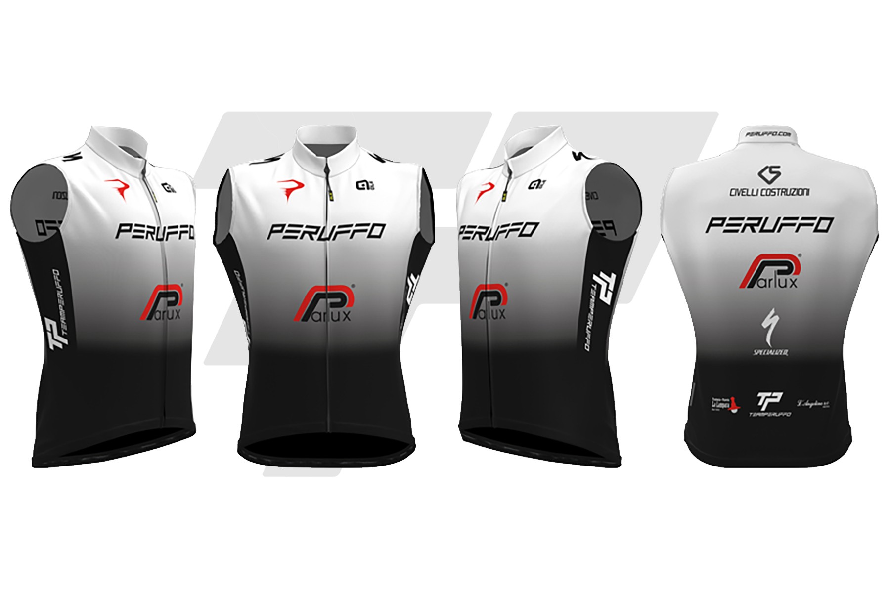 TeamPeruffo Gilet Antivento Smanicato 2023 Bianco / Nero