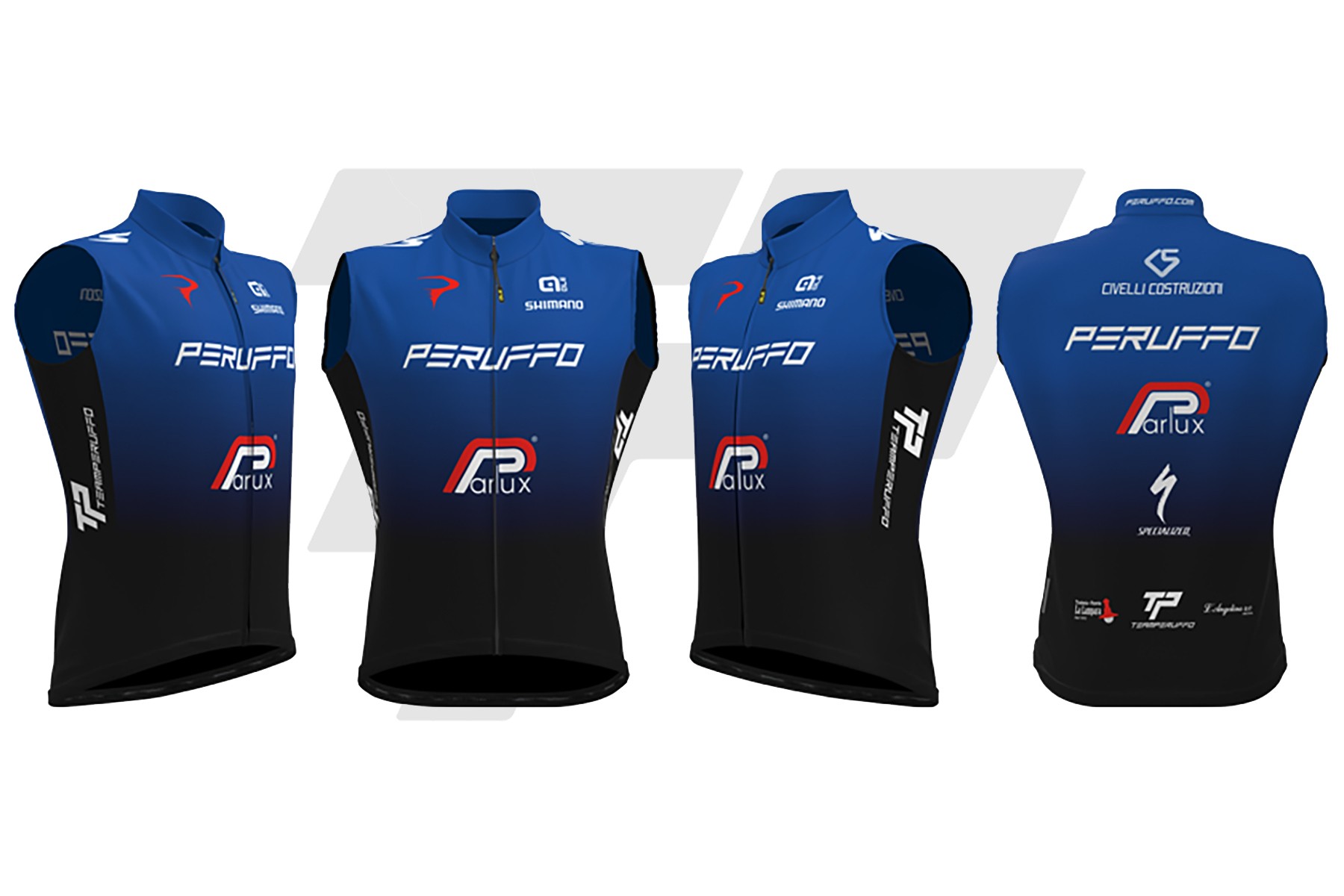 TeamPeruffo Gilet Antivento Smanicato Blu / Nero
