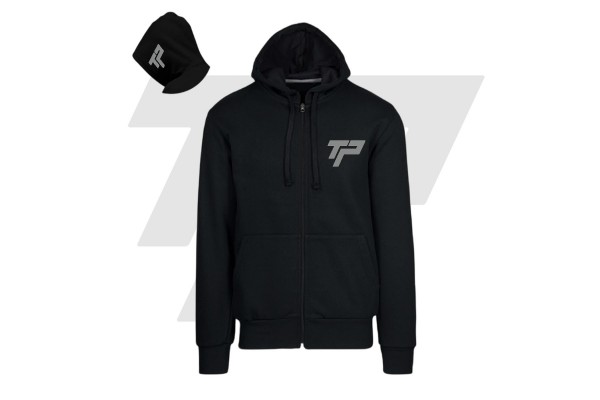  Felpa Basic Cappuccio Zip TP - Nero - Grigio
