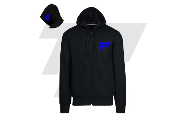  Felpa Basic Cappuccio Zip TP - Nero - Blu