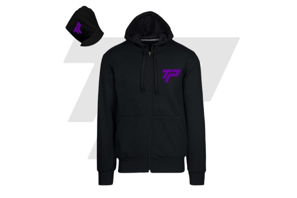  Felpa Basic Cappuccio Zip TP - Nero - Viola Fluo