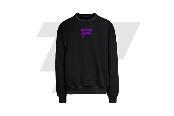  Felpa Girocollo Over TP - Nero - Viola Fluo