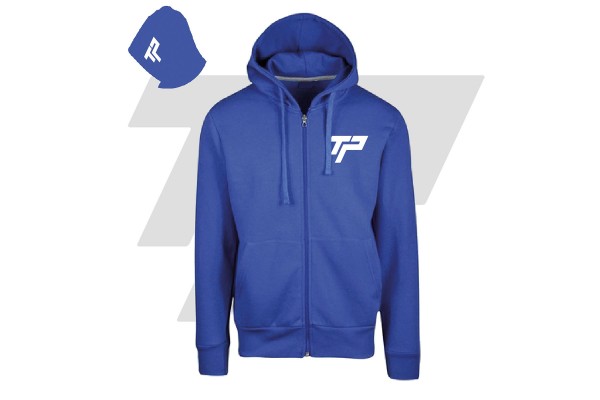  Felpa Basic Cappuccio Zip TP - Blu Royal - Bianco 