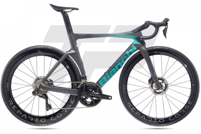 Bianchi Oltre RC Shimano Dura-Ace R9270 Di2 12v Power Meter 4iiii Reparto Corse Carbon SPB DB ZW - Nero Carbonio - Celeste Metallico - Full Matt