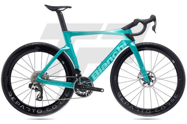 Bianchi Oltre RC Sram Red eTap AXS 12v Power Meter Reparto Corse Carbon SPB DB ZW - Nero Carbonio - Celeste Metallico - Full Matt