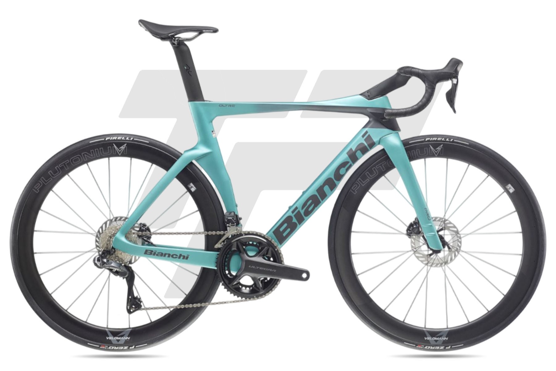Bianchi Oltre Pro Sram Force eTap AXS 12v Velomann Plutonium 50 DB ZF - Celeste Metallico / Grafite – full matt