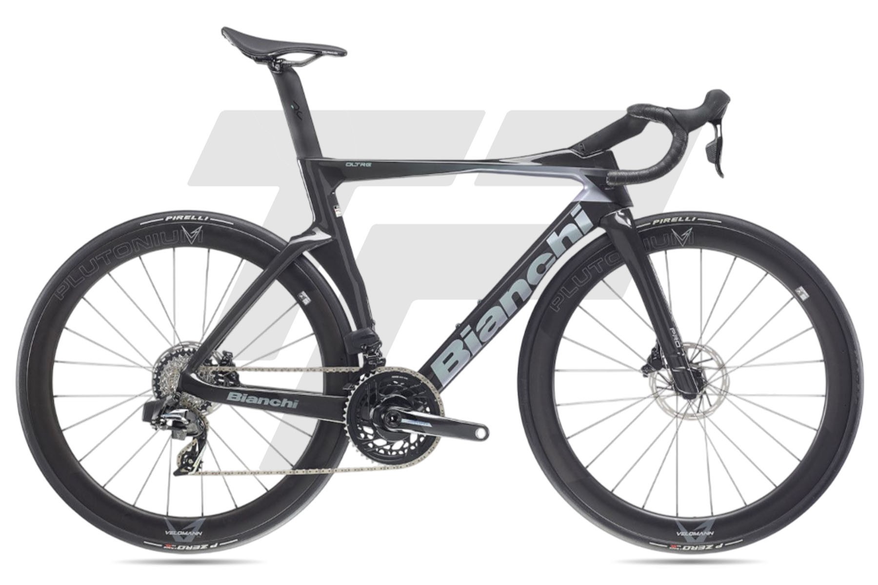 Bianchi Oltre Pro Sram Force eTap AXS 12v Velomann Plutonium 50 DB ZH - Nero carbonio / Iridescente Perlato – full glossy
