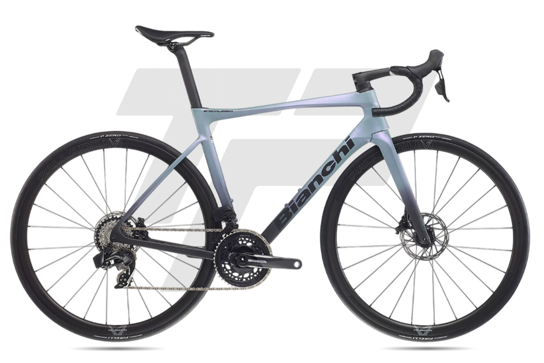 Bianchi Specialissima Pro Sram Force eTap AXS 12v Velomann Palladium MV - Carbon / Graphite Irid / Black