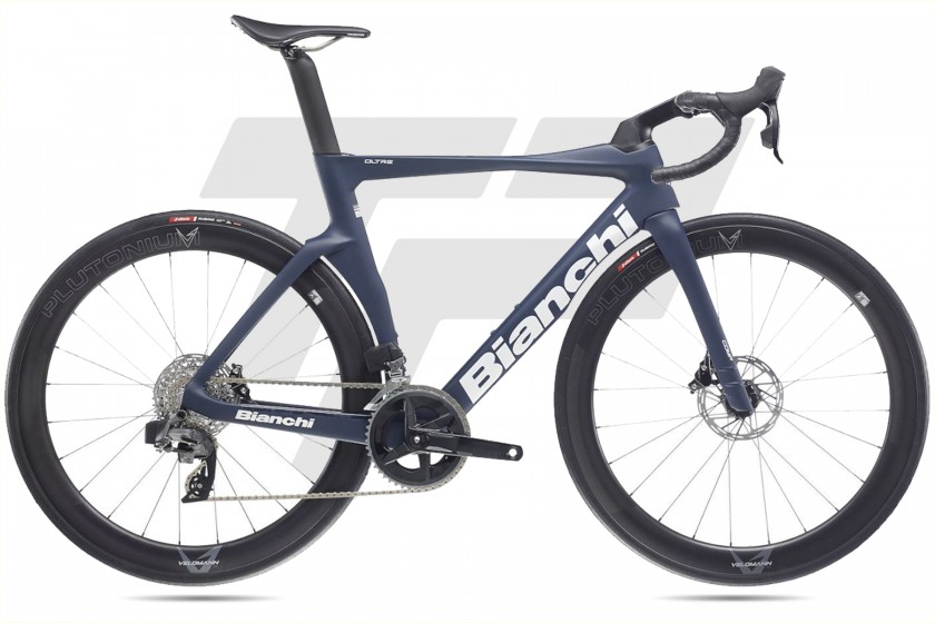 Bianchi Oltre Comp Shimano 105 R7170 Di2 12v Velomann Plutonium 50 DB ZP - Blu-Grigio/ Off-white – full matt