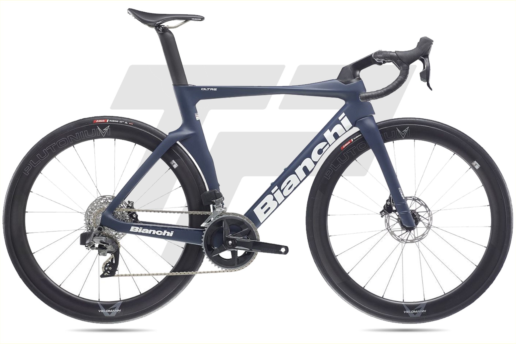 Bianchi Oltre Comp Shimano 105 R7170 Di2 12v Velomann Plutonium 50 DB ZP - Blu-Grigio/ Off-white – full matt