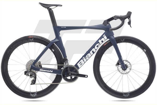 Bianchi Oltre Comp Sram Rival eTap AXS 12v Velomann Plutonium 50 DB ZP - Blu-Grigio/ Off-white – full matt