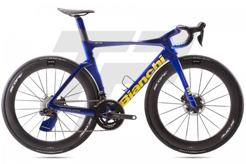 Bianchi Oltre RC Founder Edition Shimano Dura-Ace R9270 Di2 12v Scope Artech 6 65 DB Blue Italia / Yellow Heritage