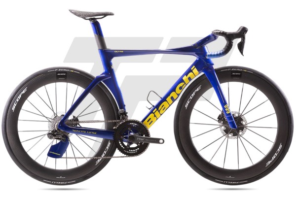 Bianchi Oltre RC Founder Edition Shimano Dura-Ace R9270 Di2 12v Scope Artech 6 65 DB Blue Italia / Yellow Heritage