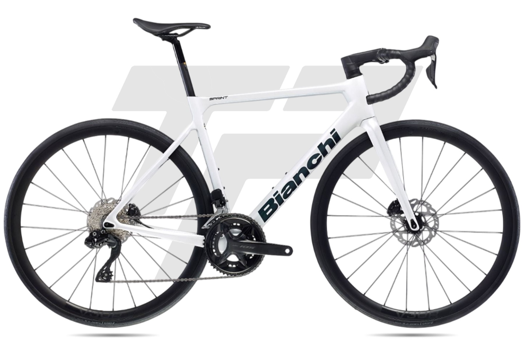Bianchi Sprint Disc Shimano 105 R7170 Di2 12v Velomann DB SK - White - Blue Purple