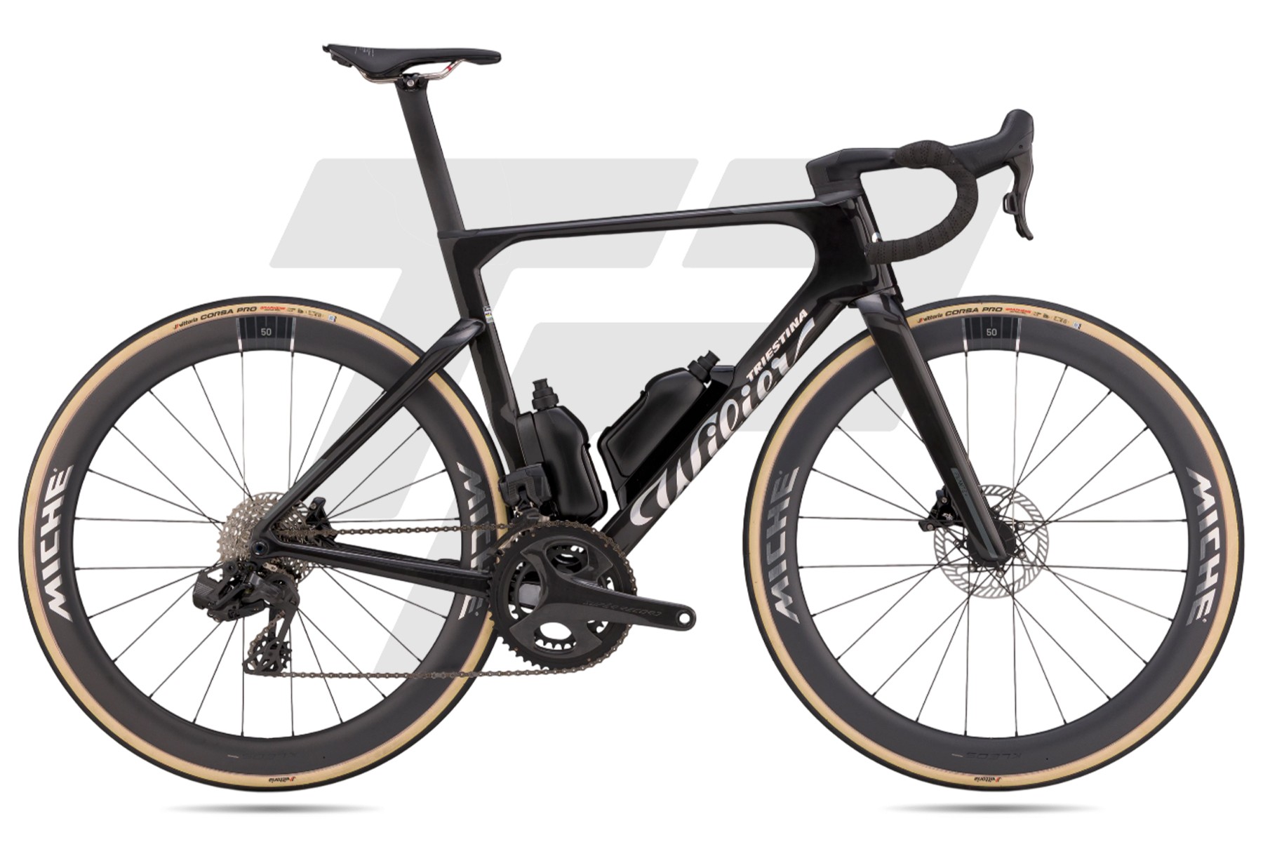 Wilier Triestina Filante SLR ID2 Shimano Dura-Ace R9270 Di2 12v Miche Kleos RD 50 Carbon Ceramicspeed Bearings F29 Eclipse Black - Glossy & Matt