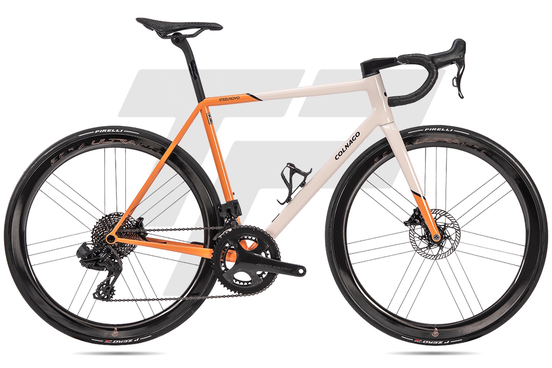 Colnago Steelnovo Campagnolo Super Record Wireless 13v Bora Ultra WTO 45 DB SNPP - Orange / Pearl White