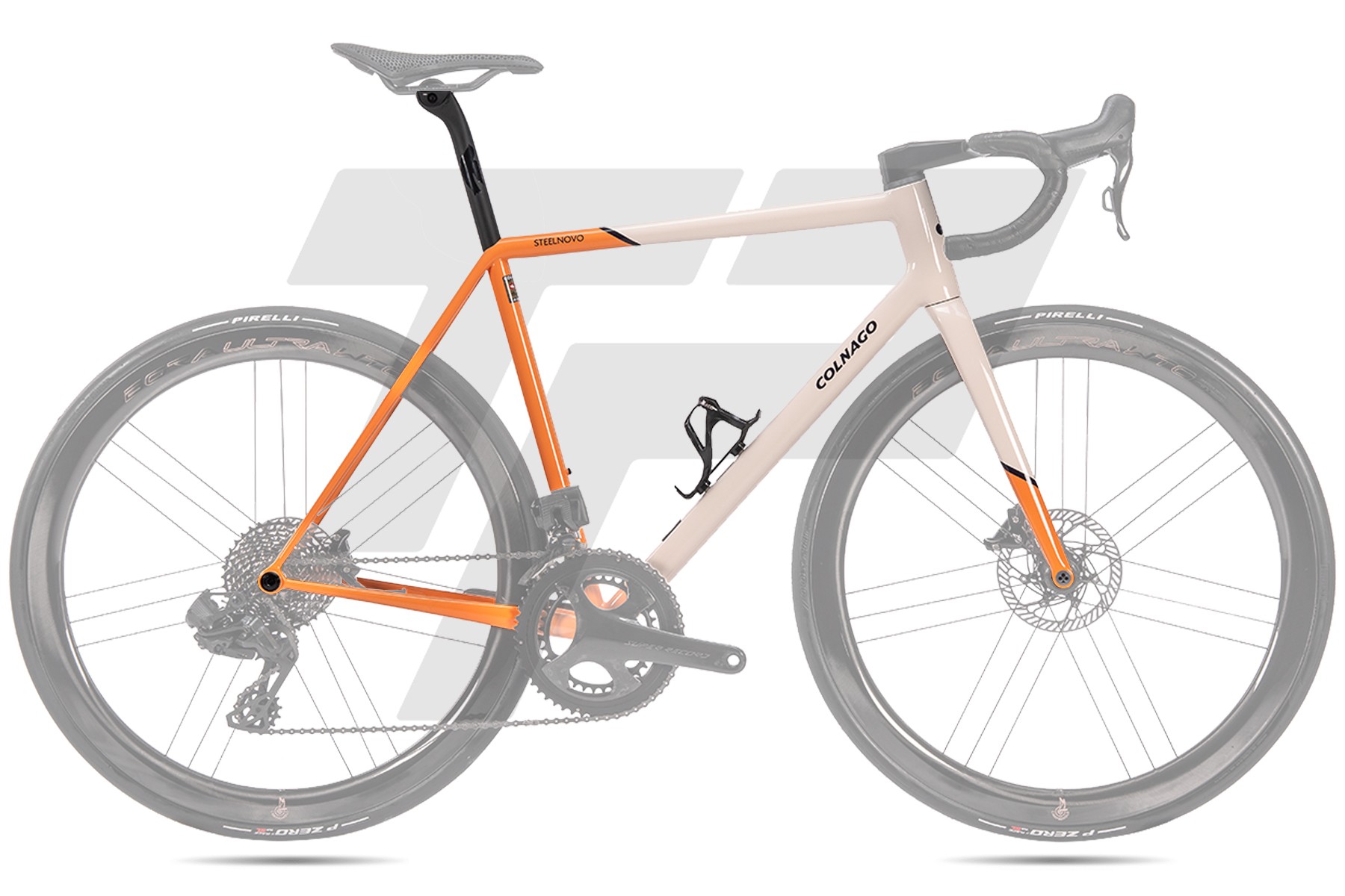 Colnago Steelnovo Telaio SNPP - Orange / Pearl White