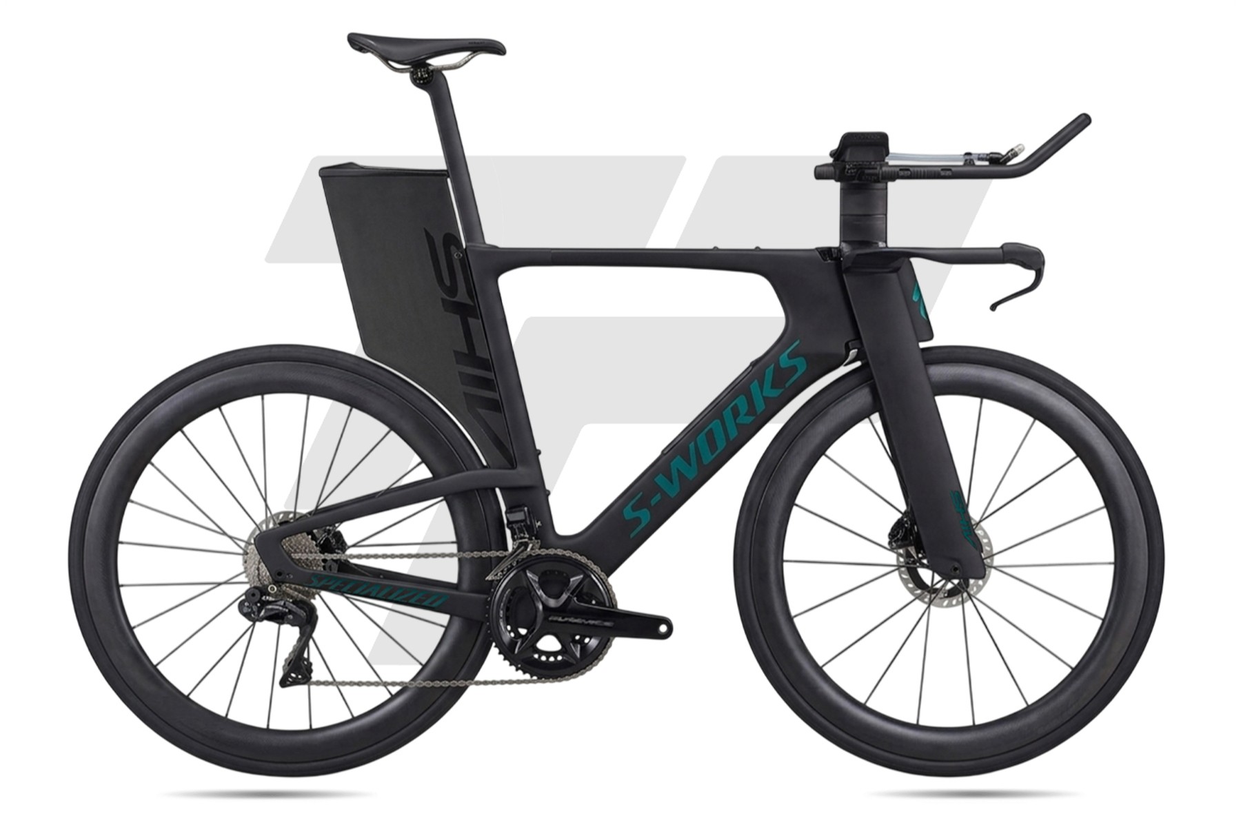Specialized S-Works Shiv LTD Shimano Ultegra R8170 Di2 12v Roval Rapide CL II DB Gloss Black Nearly Black Smoke Granite Teal