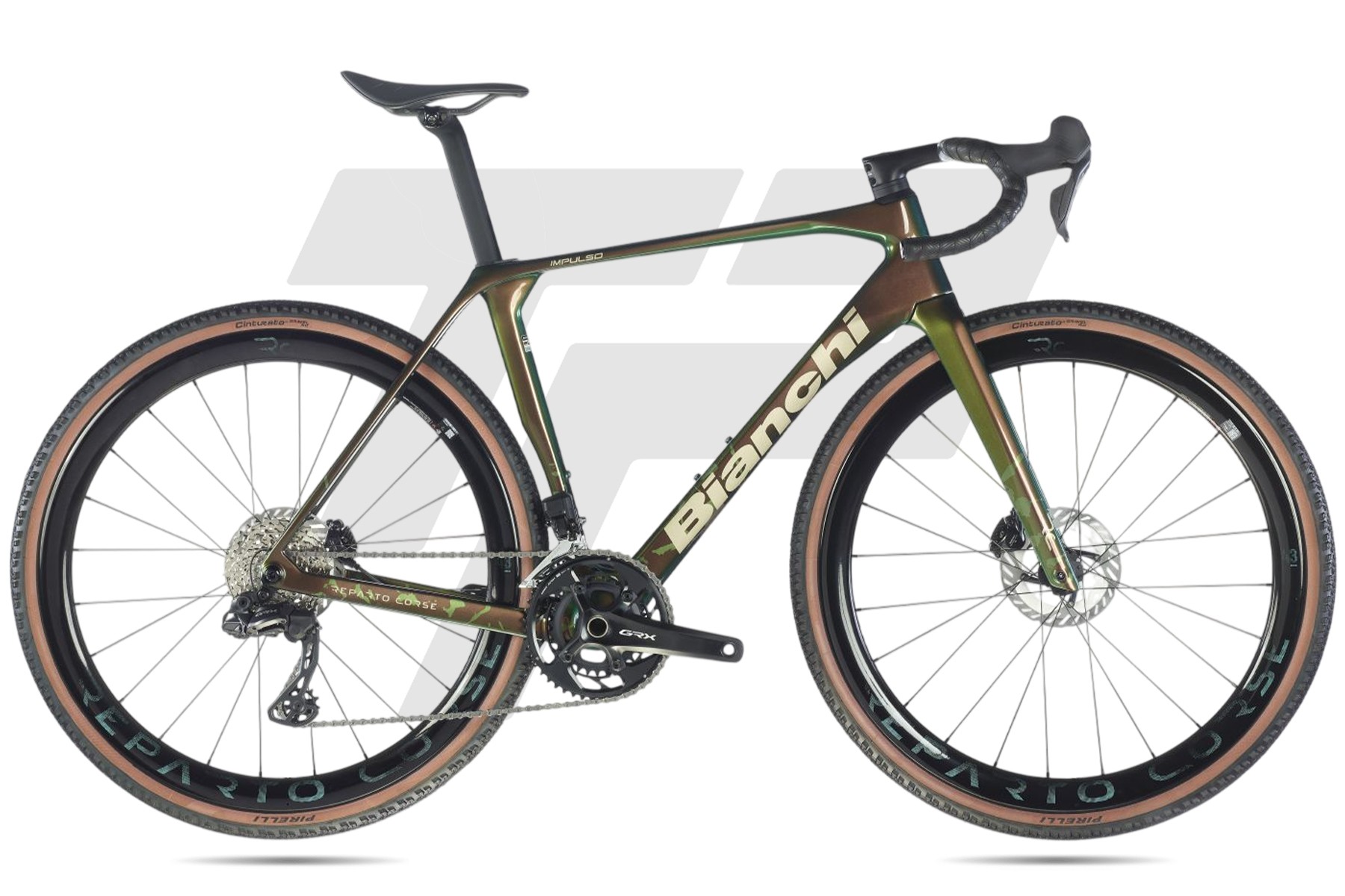 Bianchi Impulso RC Shimano GRX RX825 Di2 2x12v Reparto Corse RC43 DB G7 - Raudibotn Camo / Sand