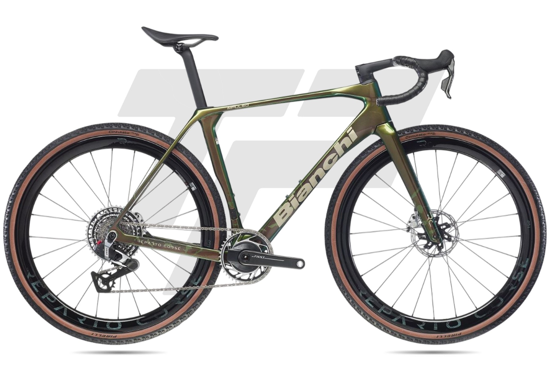 Bianchi Impulso RC Sram Red XPLR AXS 1x13v Power Meter Reparto Corse RC43 DB G7 - Raudibotn Camo / Sand