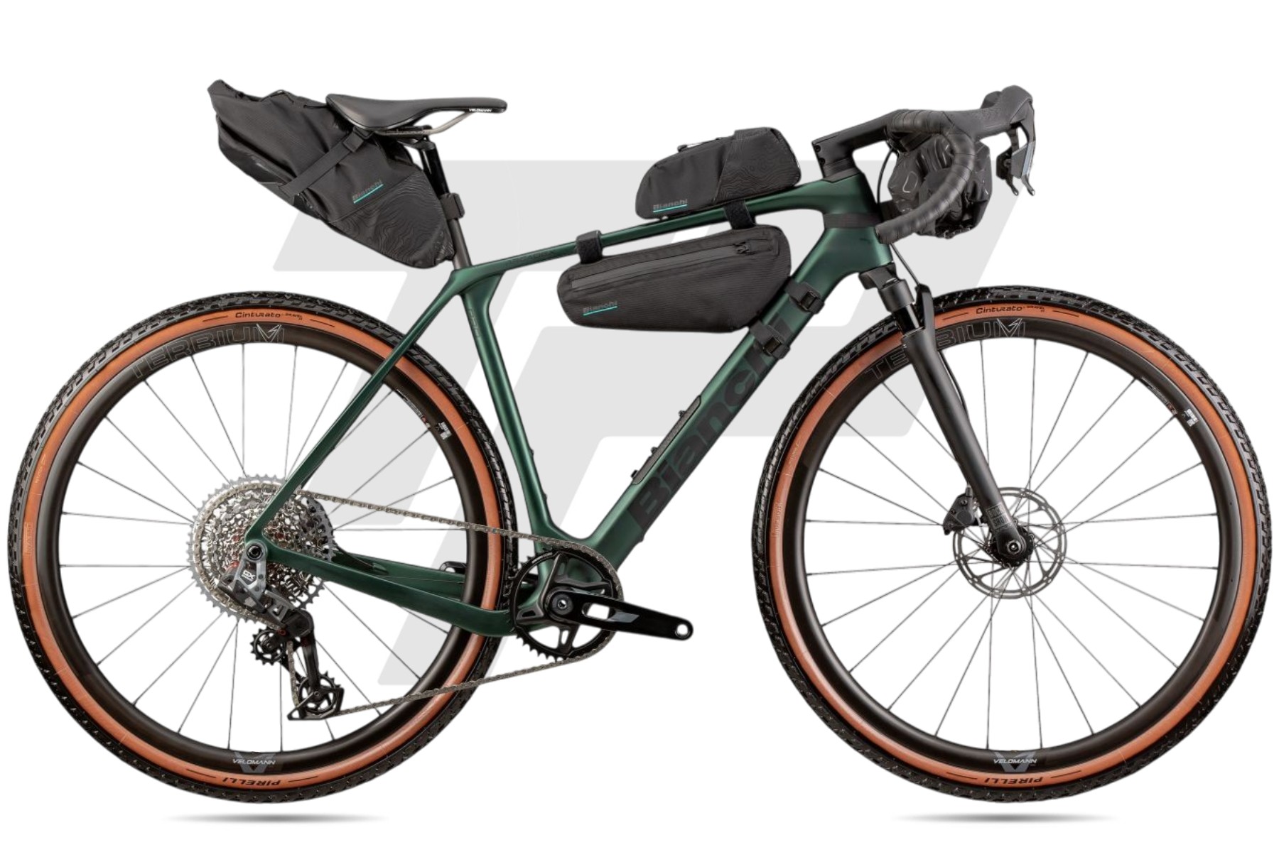 Bianchi Arcadex Pro Sram GX T-Type Eagle AXS 12v Velomann Terbium DB AW – Forest Green / Graphite