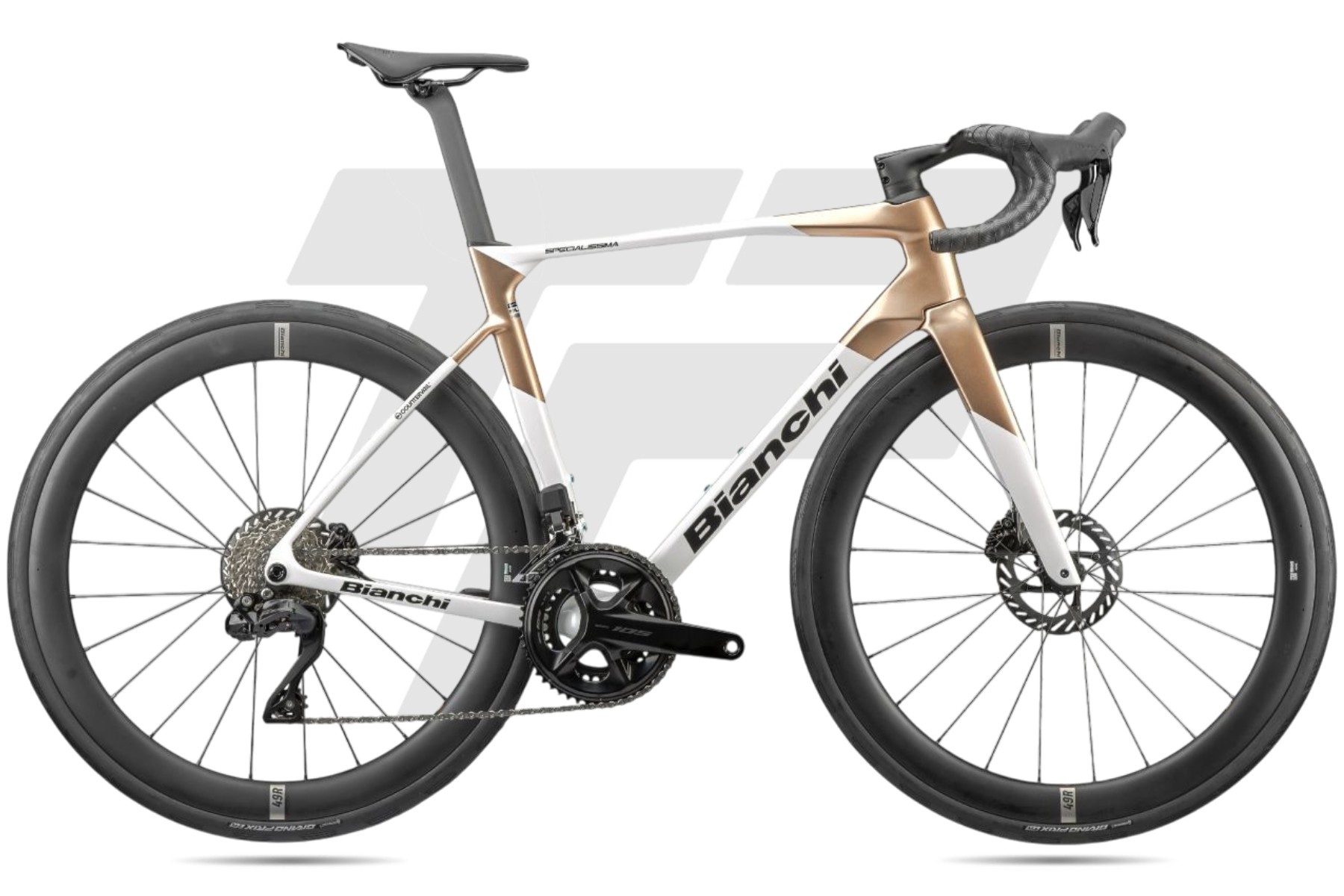 Bianchi New Specialissima Shimano Ultegra R8170 Di2 12v Bianchi B 49R DB JS – Mocha: Bianco Italia / Bronzo + Logo nero + Full Glossy