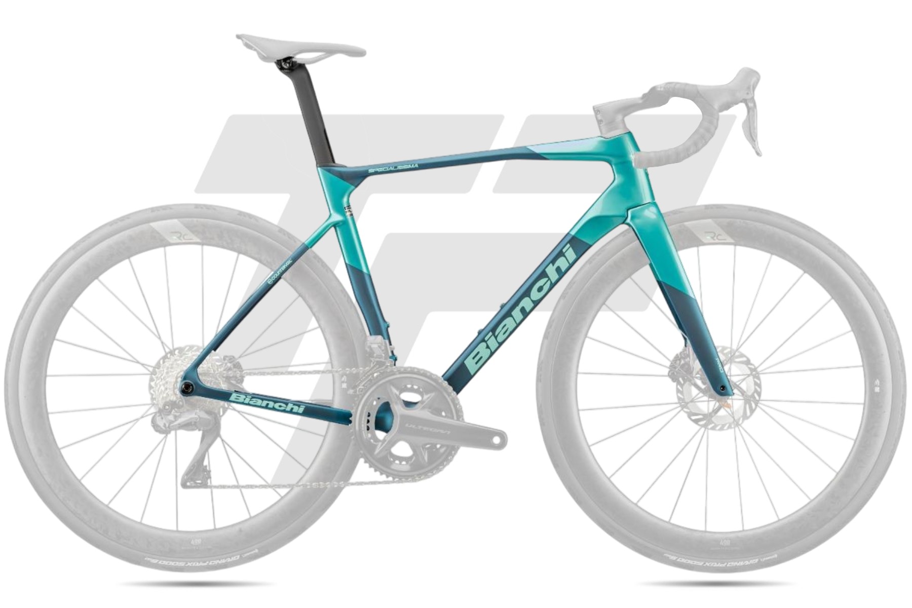 Bianchi New Specialissima Pro Telaio JB – Petrolio celeste: Petrolio / Celeste Metallico + Logo CK16 + Satin / Glossy