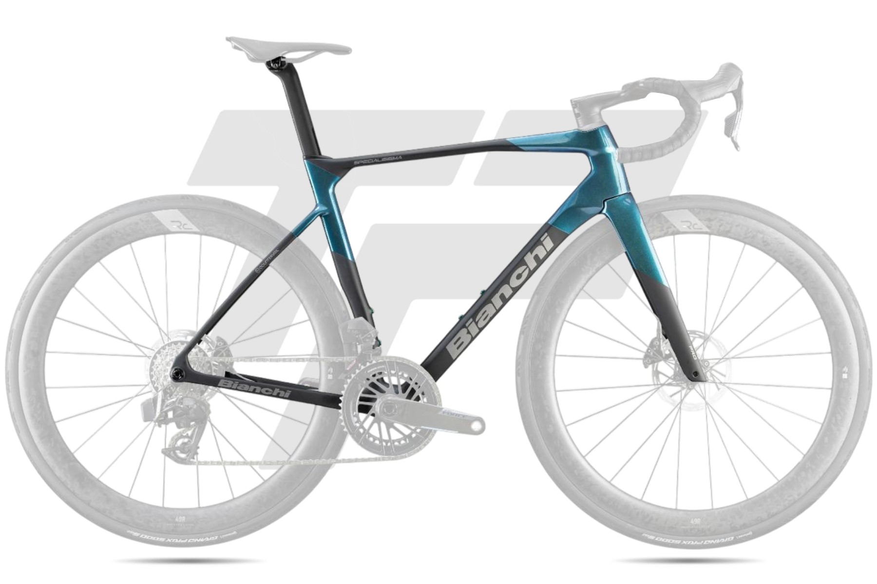 Bianchi New Specialissima Pro Telaio JD – Aurora: Black / Blu cangiante + Logo grafite + Satin / Glossy