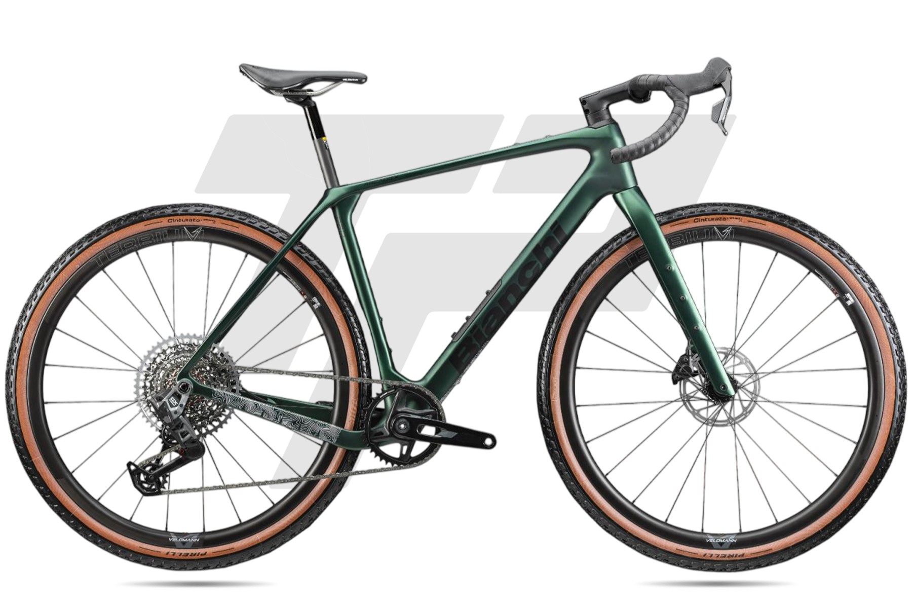 Bianchi Arcadex Pro Rigid Fork Sram GX T-Type Eagle AXS 12v Velomann Terbium DB AW – Forest Green / Graphite