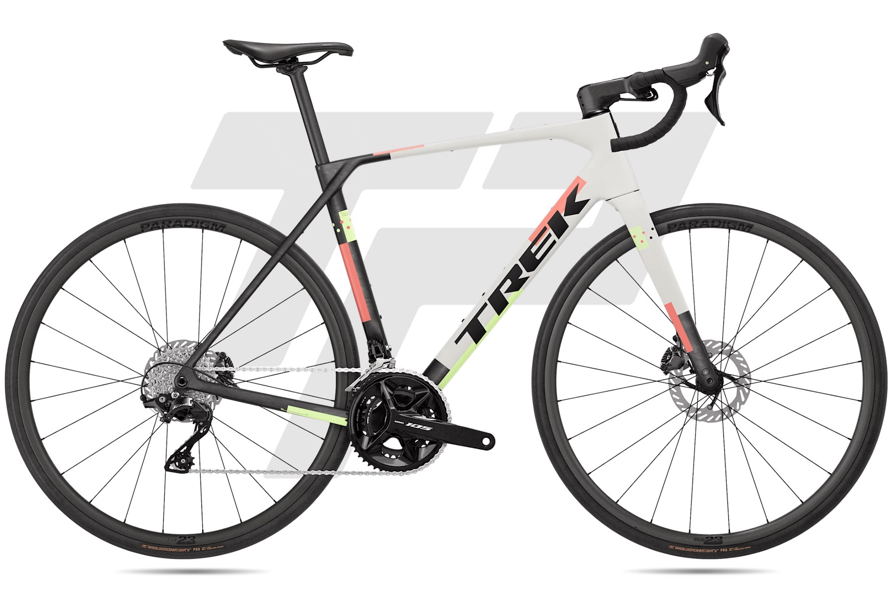 Trek Domane SL 5 Gen 5 Shimano 105 R7120 12v Bontrager Paradigm 23 DB Matte Era White / Deep Smoke