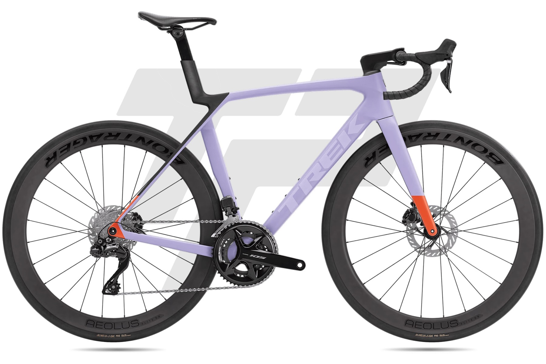 Trek Madone SL 6 Gen 8 Shimano 105 R7170 Di2 12v Bontrager Aeolus Elite 50 DB Matte Lavender Haze/Deep Smoke