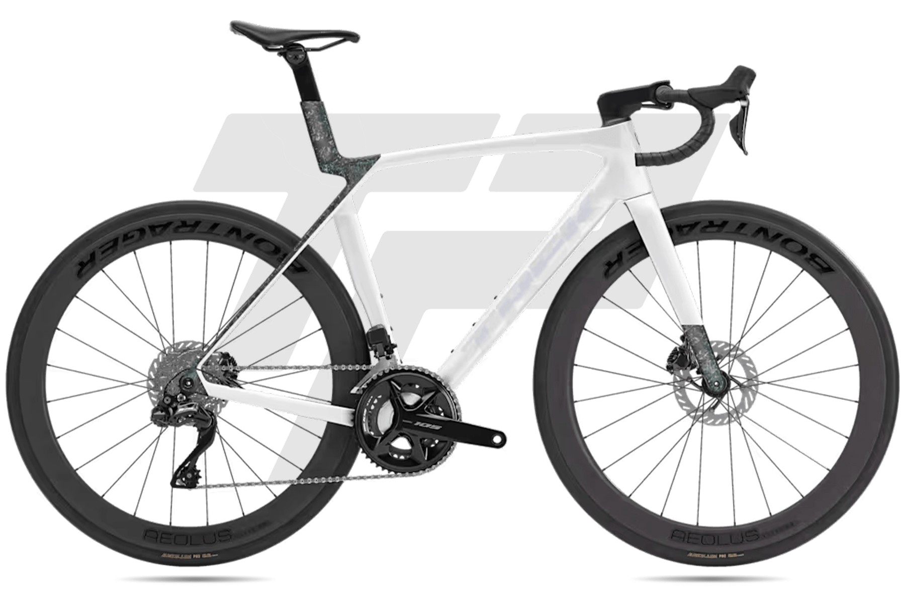 Trek Madone SL 6 Gen 8 Shimano 105 R7170 Di2 12v Bontrager Aeolus Elite 50 DB Gloss Crystal White/Matte Deep Smoke