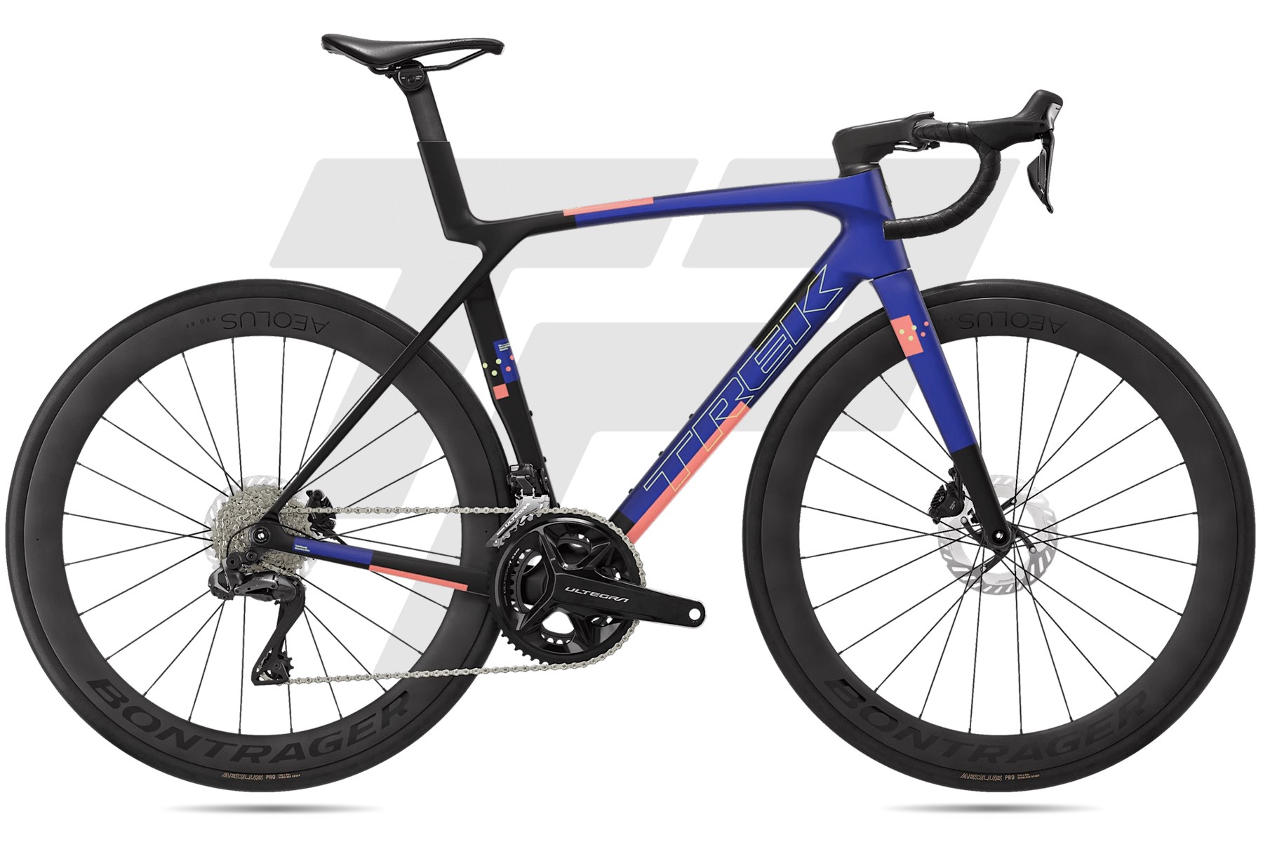 Trek Madone SL 7 Gen 8 Shimano Ultegra R8170 Di2 12v Bontrager Aeolus Pro 51 DB Matte Cobalt Blue / Trek Black / Living Coral