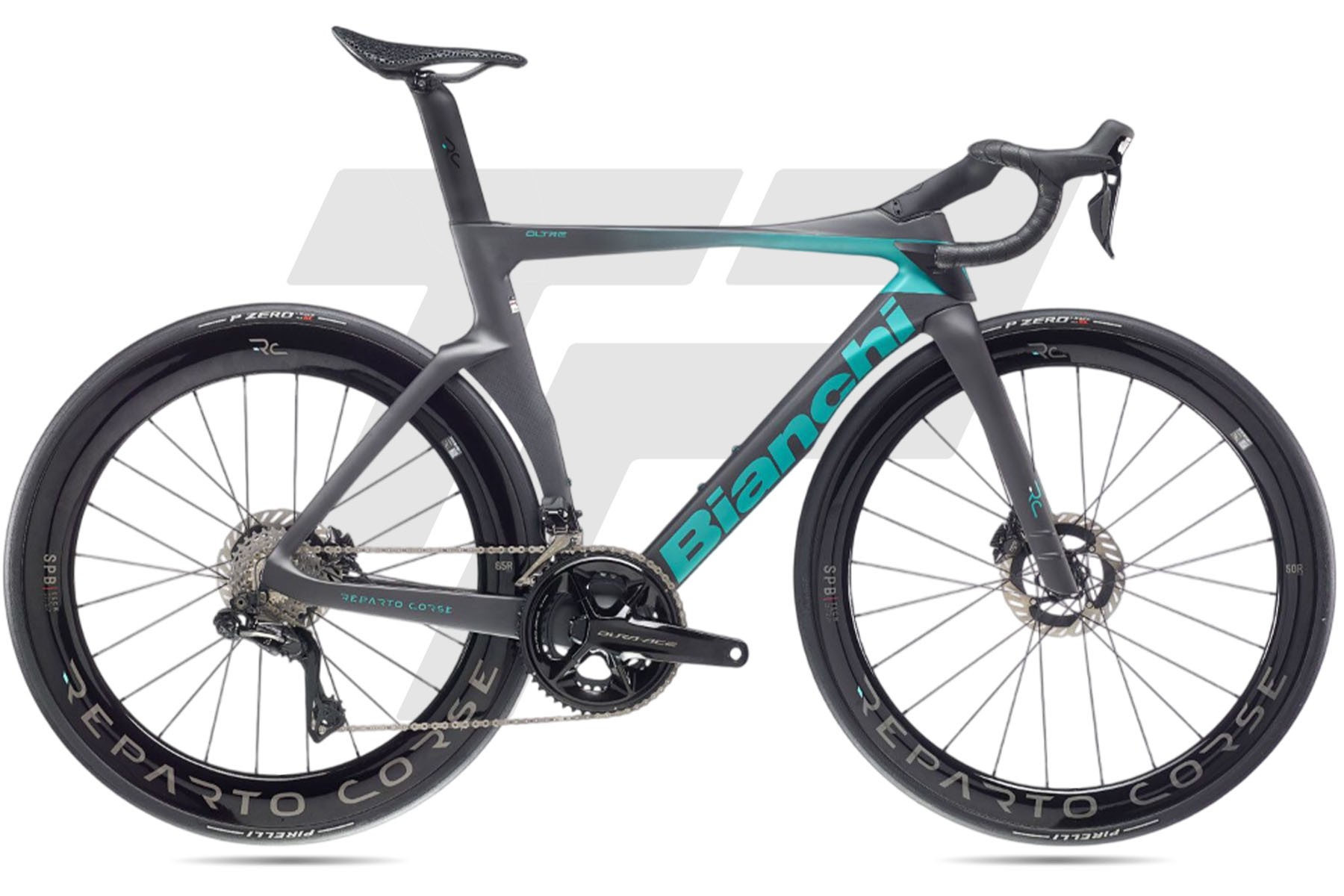 Bianchi Oltre RC Shimano Dura-Ace R9270 Di2 12v Power Meter 4iiii Reparto Corse Carbon SPB DB ZW - Nero Carbonio - Celeste Metallico - Full Matt