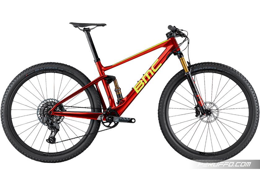 BMC Fourstroke 01 One Sram Eagle AXS 12v DT Swiss XRC 1200 Spline Chrome Cherry Red & Poison Green