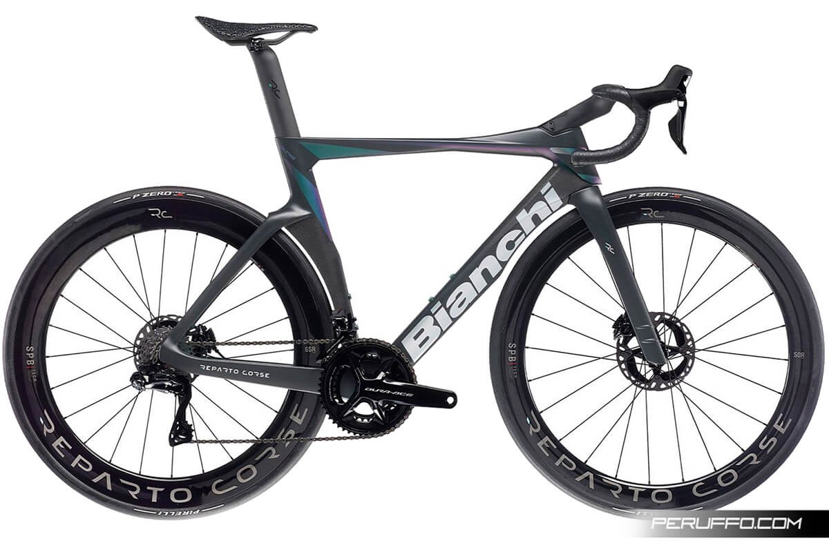 Bianchi Oltre RC Shimano Dura-Ace R9270 Di2 12v Reparto Corse Carbon SPB DB Graphite-Carbon / Blue / Violet-Alu Silver Full Matt